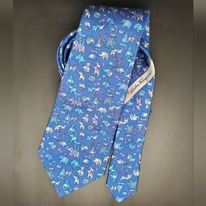 Salvatore Ferragamo Tie Elephants in Blue